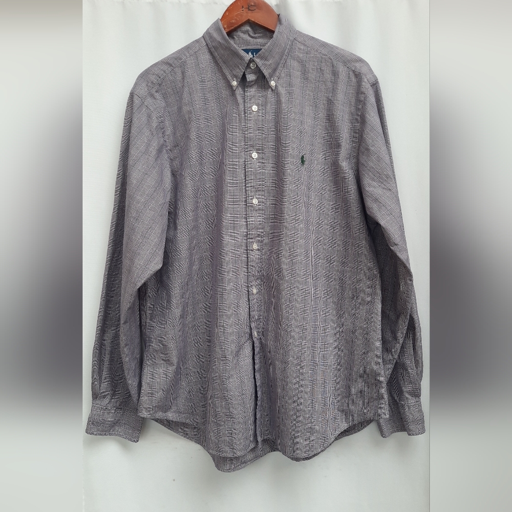 Polo Ralph Lauren Men Size XL Purple Plaid Button Down Shirt Neck 17
